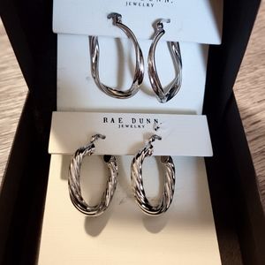 Rae Dunn NIB fine silver plated earrings (2 pair)